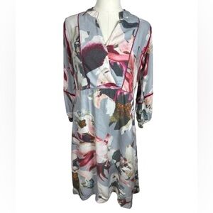 Floral Long Sleeve Midi Dress Size S